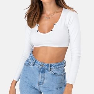 White Adika Aspo Long Sleeve Crop Top